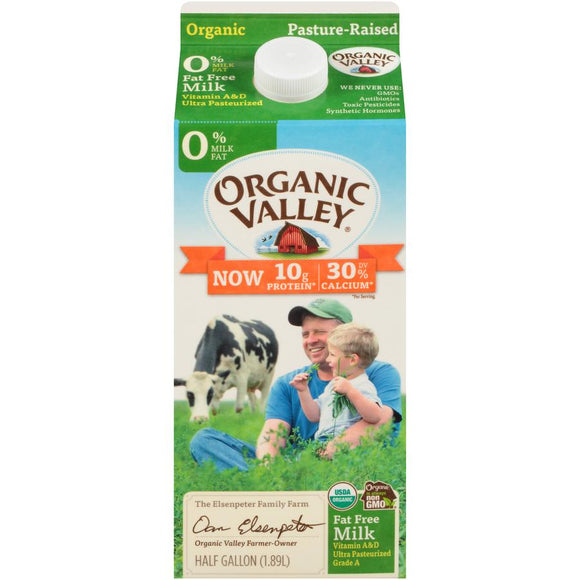 Organic Valley Milk -- 0% Fat Free Milk Half Gallon - Earth's Basket
