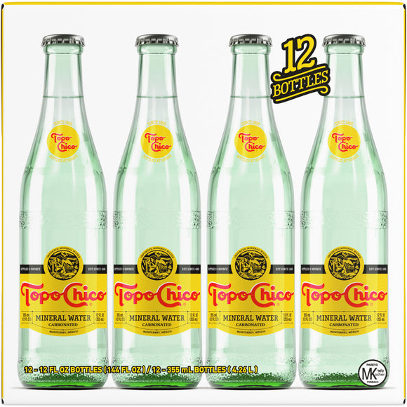 Topo Chico Mineral Water Glass Bottles, 12 fl oz, 12 Pack