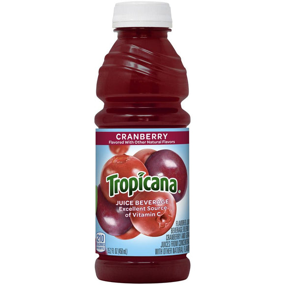 Tropicana Juice Beverage Cranberry Flavored 15.2 Fl Oz Bottle
