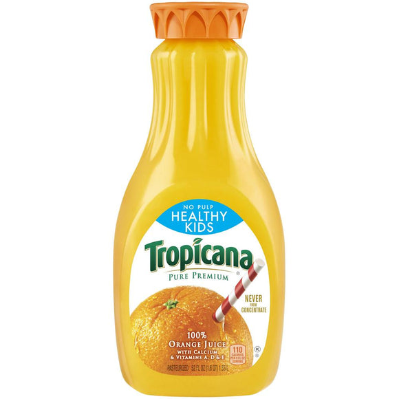 Tropicana Pure Premium Healthy Kids 100% Juice Orange No Pulp 52 Fl Oz Bottle
