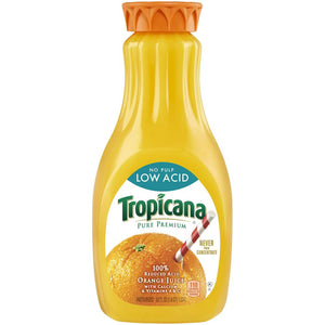 Tropicana Pure Premium Low Acid 100% Juice Orange No Pulp 52 Fl Oz Bottle