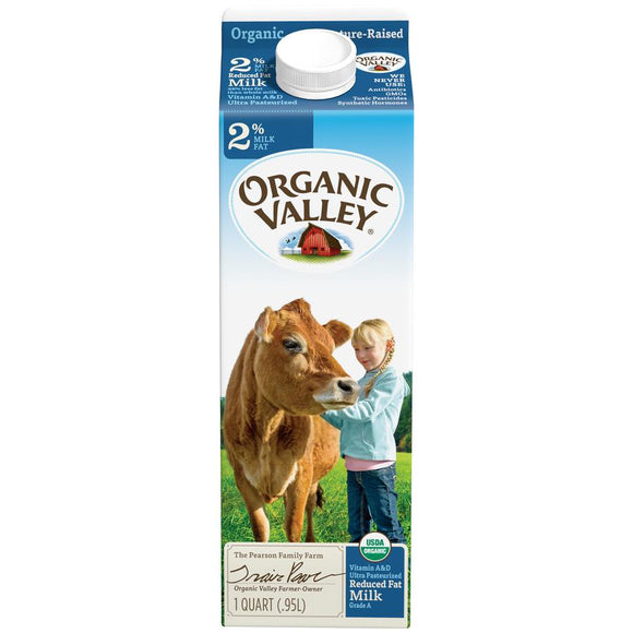 Organic Valley Milk -- 2% Reduced Fat Milk 1 Quart - Earth's Basket