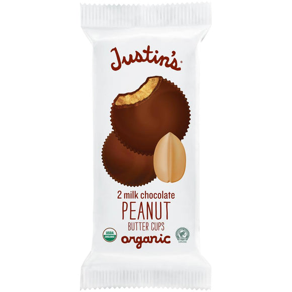 Justin's Organic Cups 1.4 Oz -- Milk Chocolate Chocolate Peanut Butter Cups - Earth's Basket